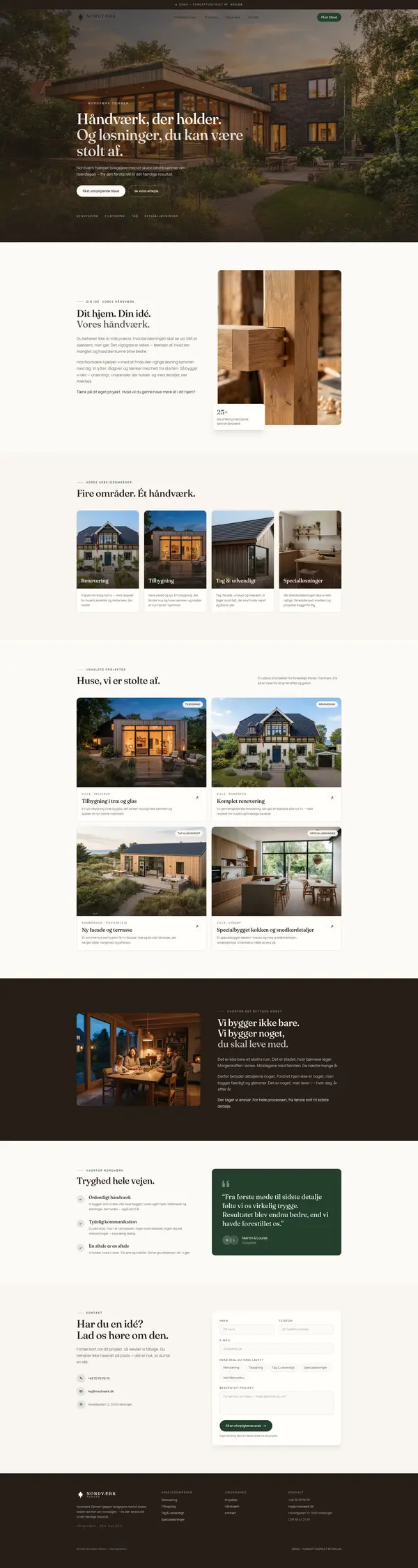 Nordværk Tømrer demo website preview